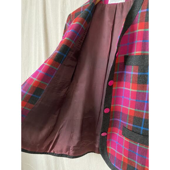 Vintage Petite Sophisticate Secretary Corpcore Career 90s Plaid Blazer Size SP - Picture 9 of 9